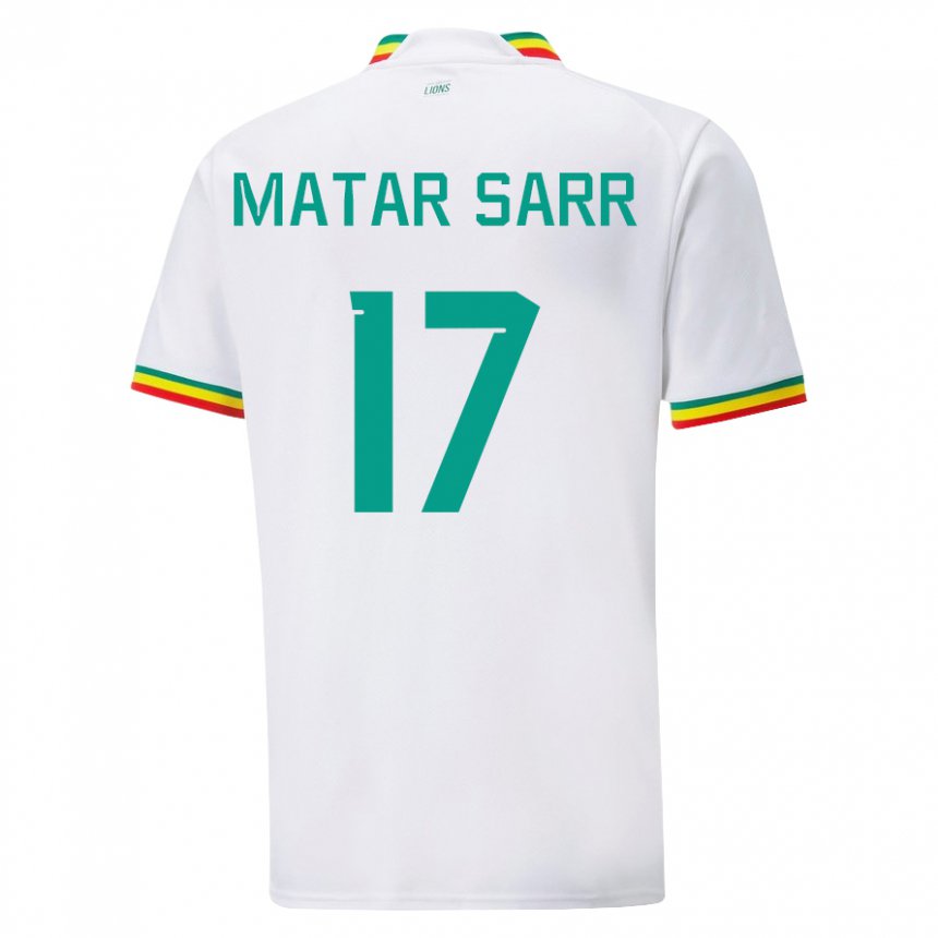 Enfant Maillot Sénégal Pape Matar Sarr #17 Blanc Tenues Domicile 22-24 T-shirt Suisse
