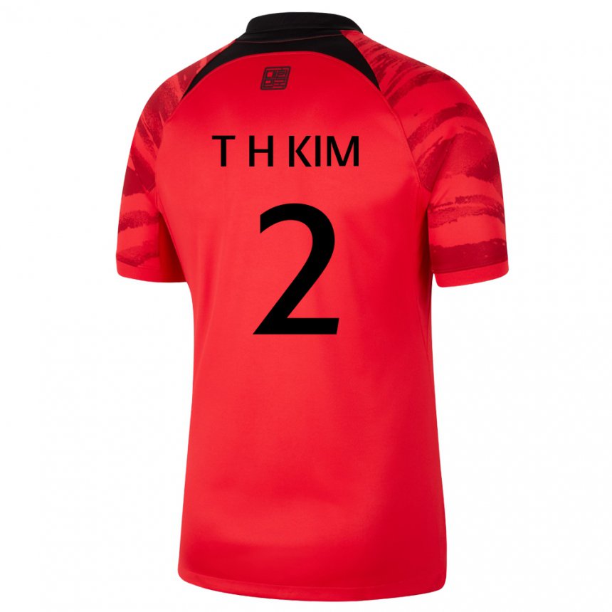 Kinder Südkoreanische Tae-hwan Kim #2 Rot Schwarz Heimtrikot Trikot 22-24 T-shirt Schweiz
