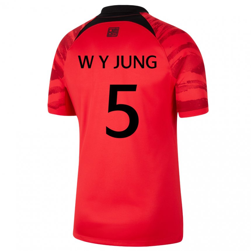 Enfant Maillot Corée Du Sud Woo-young Jung #5 Rouge Noir Tenues Domicile 22-24 T-shirt Suisse