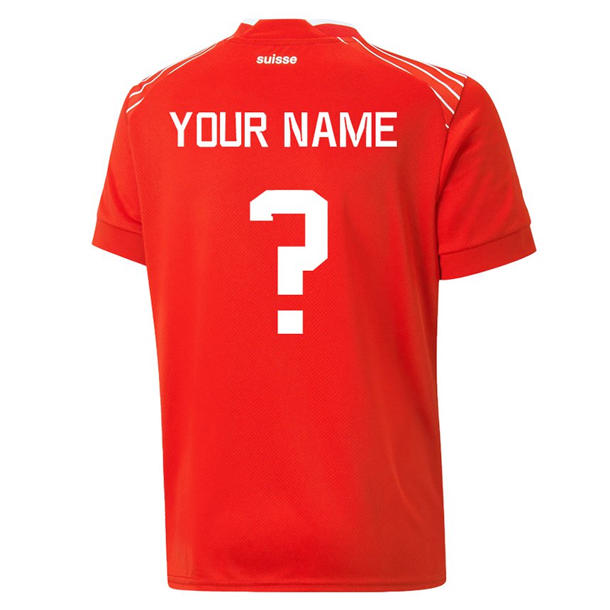 Enfant Maillot Suisse Votre Nom #0 Rouge Tenues Domicile 22-24 T-shirt Suisse