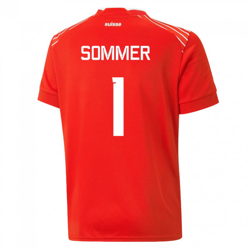 Enfant Maillot Suisse Yann Sommer #1 Rouge Tenues Domicile 22-24 T-shirt Suisse