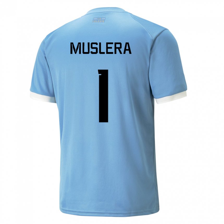 Enfant Maillot Uruguay Fernando Muslera #1 Bleue Tenues Domicile 22-24 T-shirt Suisse