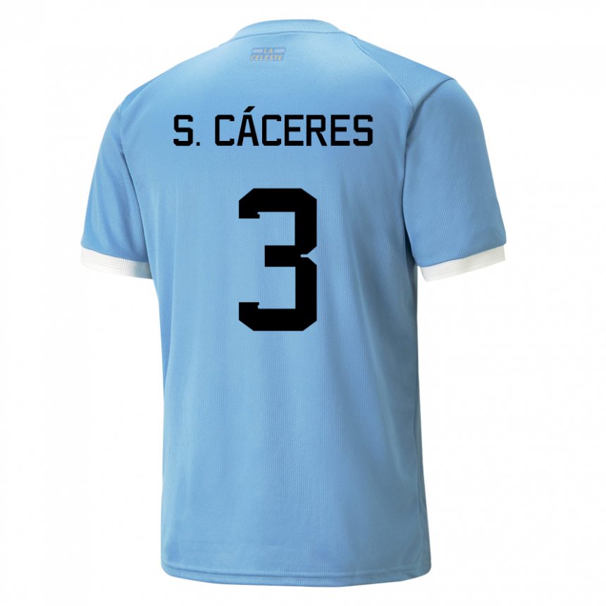 Enfant Maillot Uruguay Sebastian Caceres #3 Bleue Tenues Domicile 22-24 T-shirt Suisse