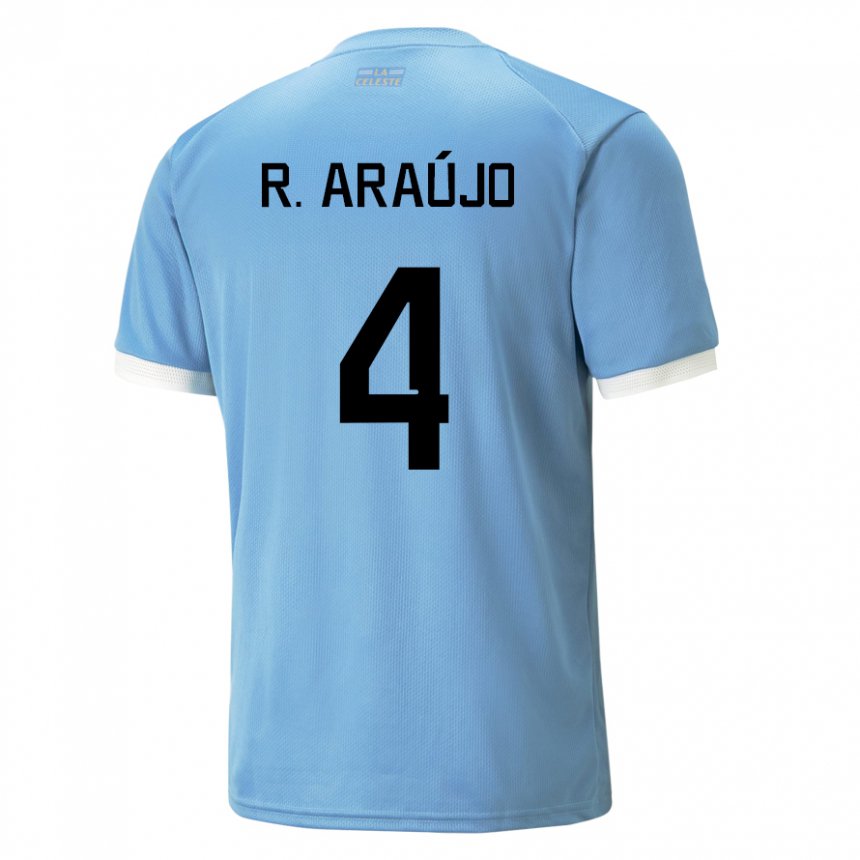 Enfant Maillot Uruguay Ronald Araujo #4 Bleue Tenues Domicile 22-24 T-shirt Suisse