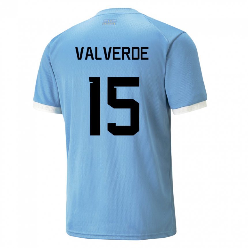 Enfant Maillot Uruguay Federico Valverde #15 Bleue Tenues Domicile 22-24 T-shirt Suisse