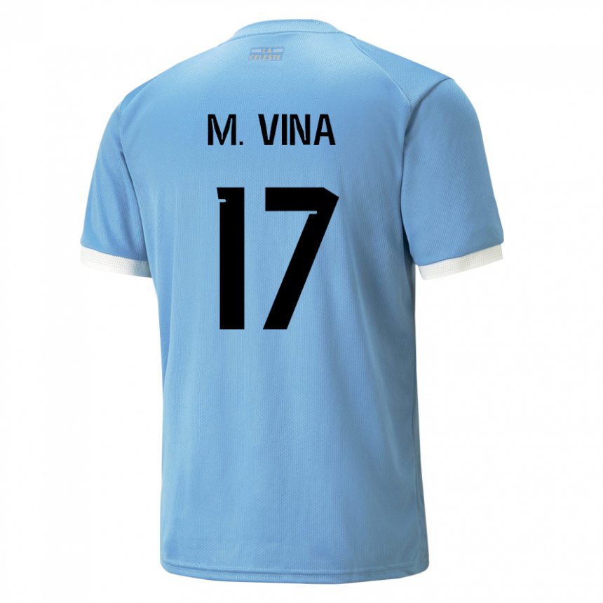 Enfant Maillot Uruguay Matias Vina #17 Bleue Tenues Domicile 22-24 T-shirt Suisse