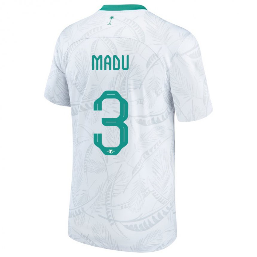 Enfant Maillot Arabie Saoudite Abdullah Madu #3 Blanc Tenues Domicile 22-24 T-shirt Suisse