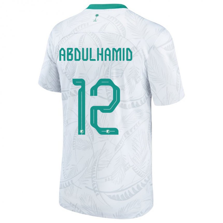 Enfant Maillot Arabie Saoudite Saud Abdulhamid #12 Blanc Tenues Domicile 22-24 T-shirt Suisse