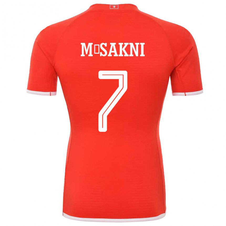 Enfant Maillot Tunisie Youssef M Sakni #7 Rouge Tenues Domicile 22-24 T-shirt Suisse