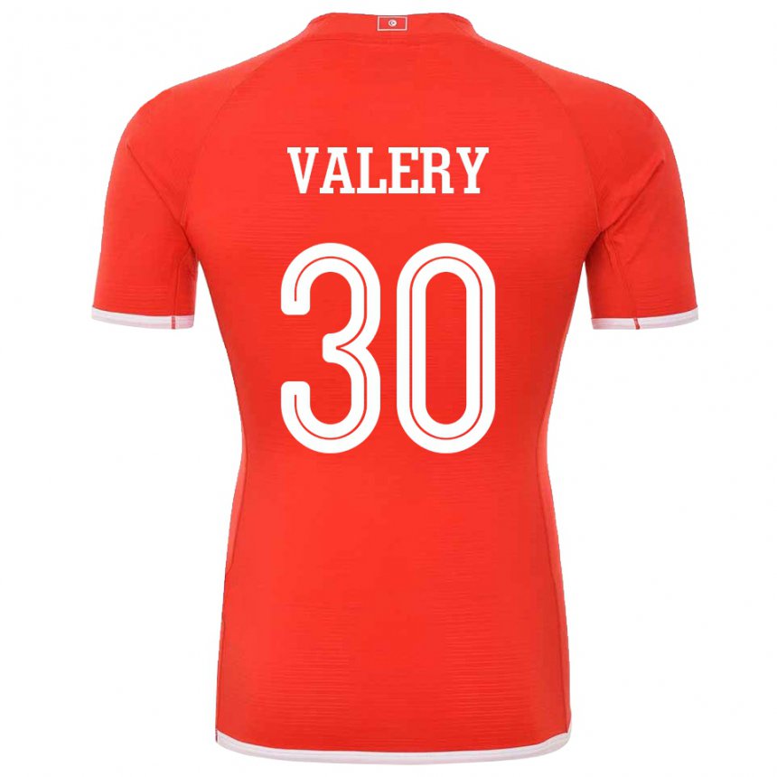 Enfant Maillot Tunisie Yann Valery #30 Rouge Tenues Domicile 22-24 T-shirt Suisse