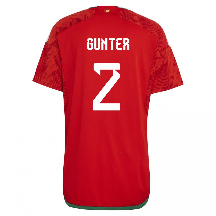 Enfant Maillot Pays De Galles Chris Gunter #2 Rouge Tenues Domicile 22-24 T-shirt Suisse
