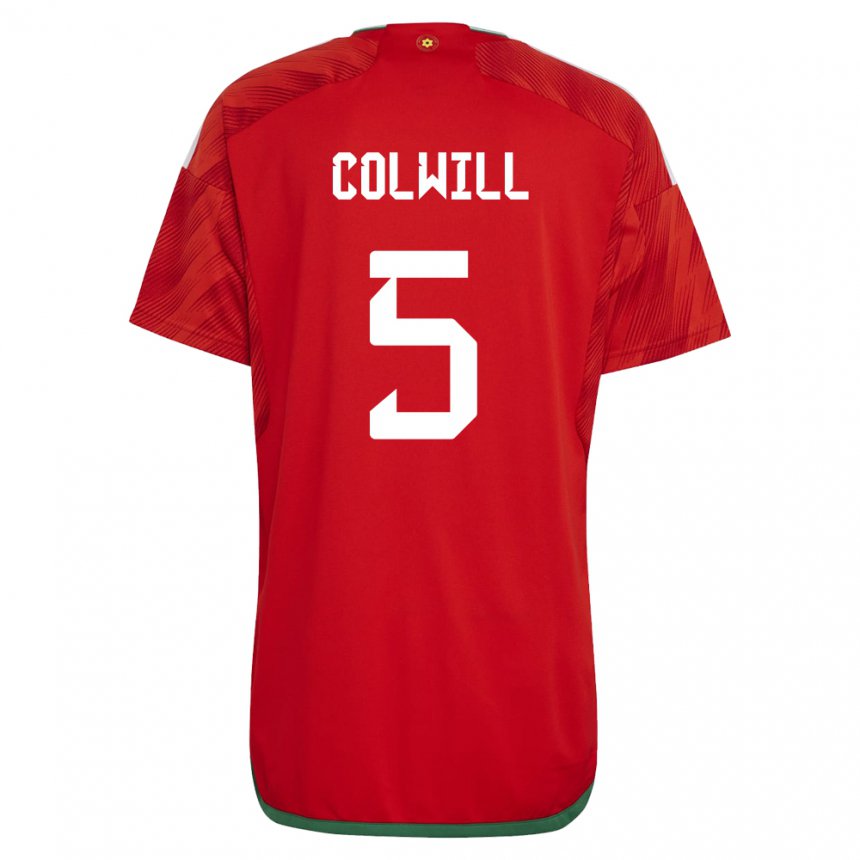 Enfant Maillot Pays De Galles Rubin Colwill #5 Rouge Tenues Domicile 22-24 T-shirt Suisse
