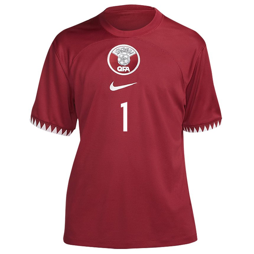 Enfant Maillot Qatar Saad Al Sheeb #1 Bordeaux Tenues Domicile 22-24 T-shirt Suisse