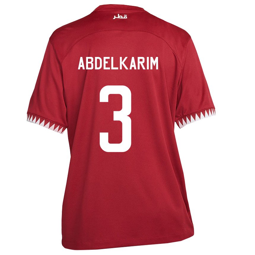 Kinder Katarische Abdelkarim Hassan #3 Kastanienbraun Heimtrikot Trikot 22-24 T-shirt Schweiz