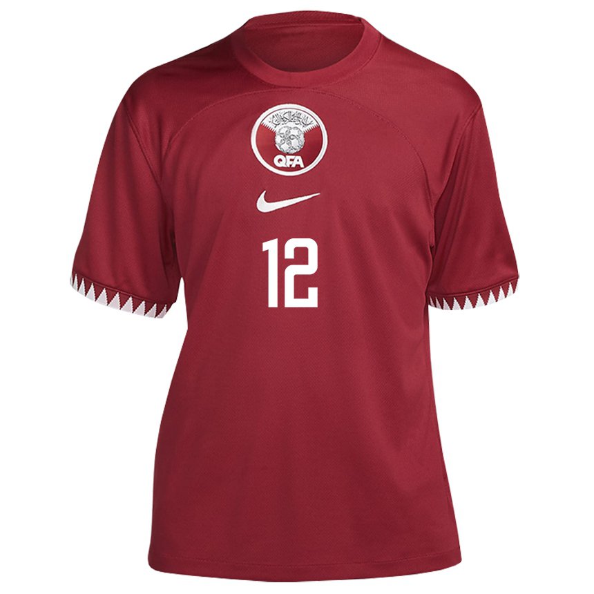 Enfant Maillot Qatar Musaab Khidir #12 Bordeaux Tenues Domicile 22-24 T-shirt Suisse