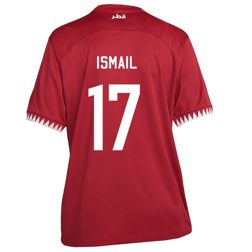 Kinder Katarische Ismail Mohamad #17 Kastanienbraun Heimtrikot Trikot 22-24 T-shirt Schweiz