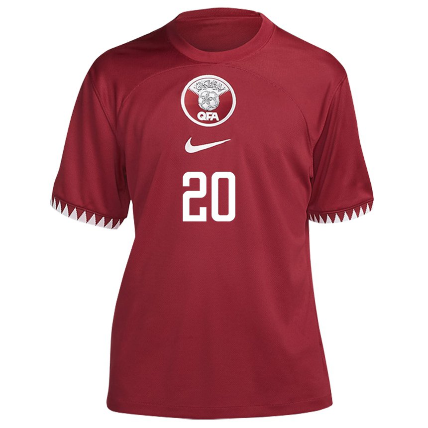Enfant Maillot Qatar Salem Al Hajri #20 Bordeaux Tenues Domicile 22-24 T-shirt Suisse