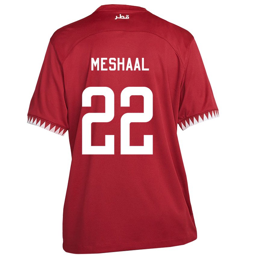Enfant Maillot Qatar Meshaal Barsham #22 Bordeaux Tenues Domicile 22-24 T-shirt Suisse