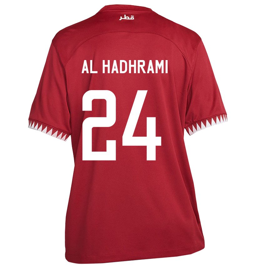 Enfant Maillot Qatar Naif Abdulraheem Al Hadhrami #24 Bordeaux Tenues Domicile 22-24 T-shirt Suisse