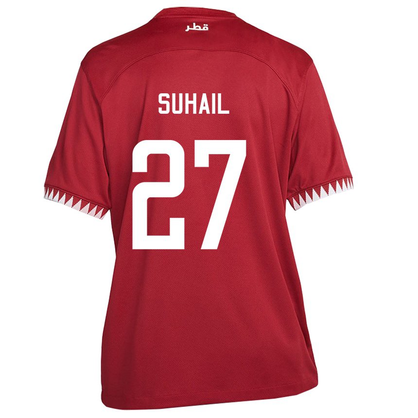 Enfant Maillot Qatar Ahmed Suhail #27 Bordeaux Tenues Domicile 22-24 T-shirt Suisse