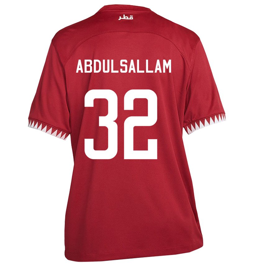 Enfant Maillot Qatar Jassem Gaber Abdulsallam #32 Bordeaux Tenues Domicile 22-24 T-shirt Suisse