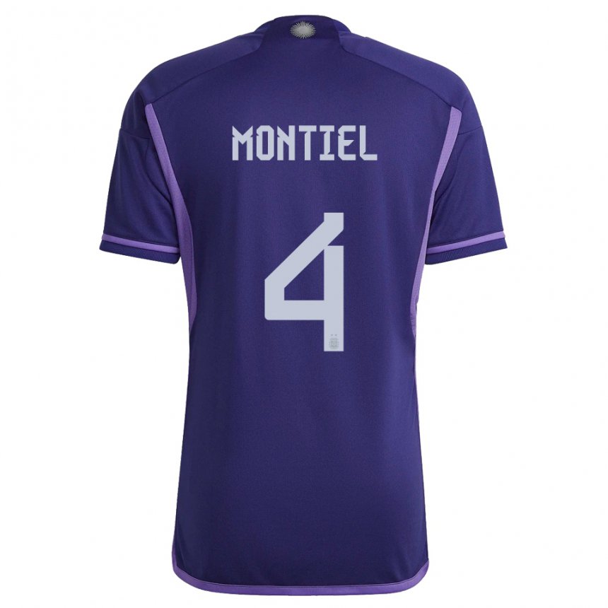 Enfant Maillot Argentine Gonzalo Montiel #4 Violet Tenues Extérieur 22-24 T-shirt Suisse
