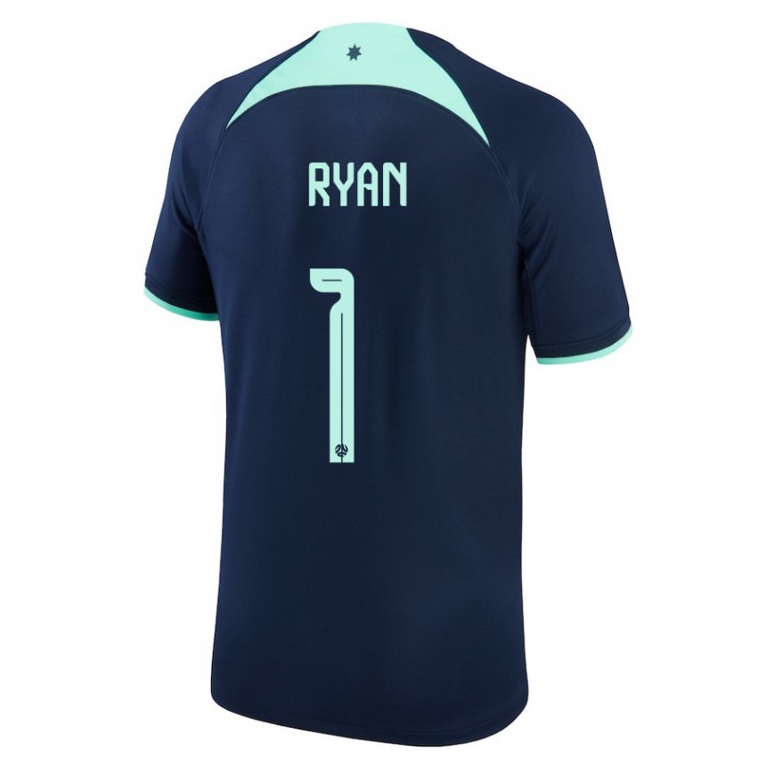 Enfant Maillot Australie Mathew Ryan #1 Bleu Foncé Tenues Extérieur 22-24 T-shirt Suisse
