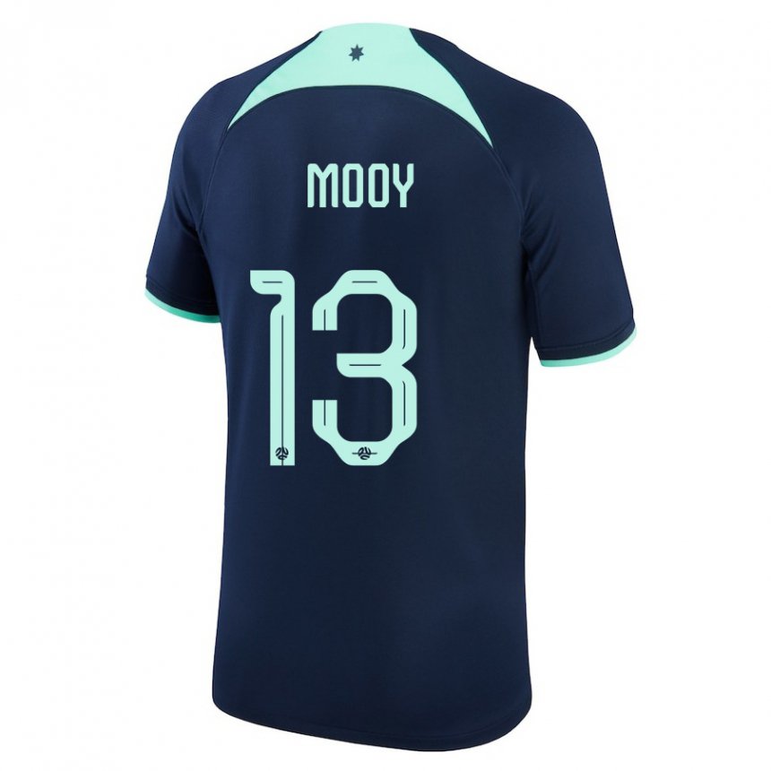 Enfant Maillot Australie Aaron Mooy #13 Bleu Foncé Tenues Extérieur 22-24 T-shirt Suisse