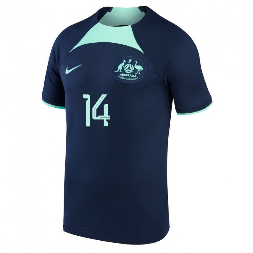 Enfant Maillot Australie Riley Mcgree #14 Bleu Foncé Tenues Extérieur 22-24 T-shirt Suisse