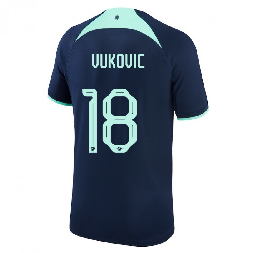 Enfant Maillot Australie Danny Vukovic #18 Bleu Foncé Tenues Extérieur 22-24 T-shirt Suisse
