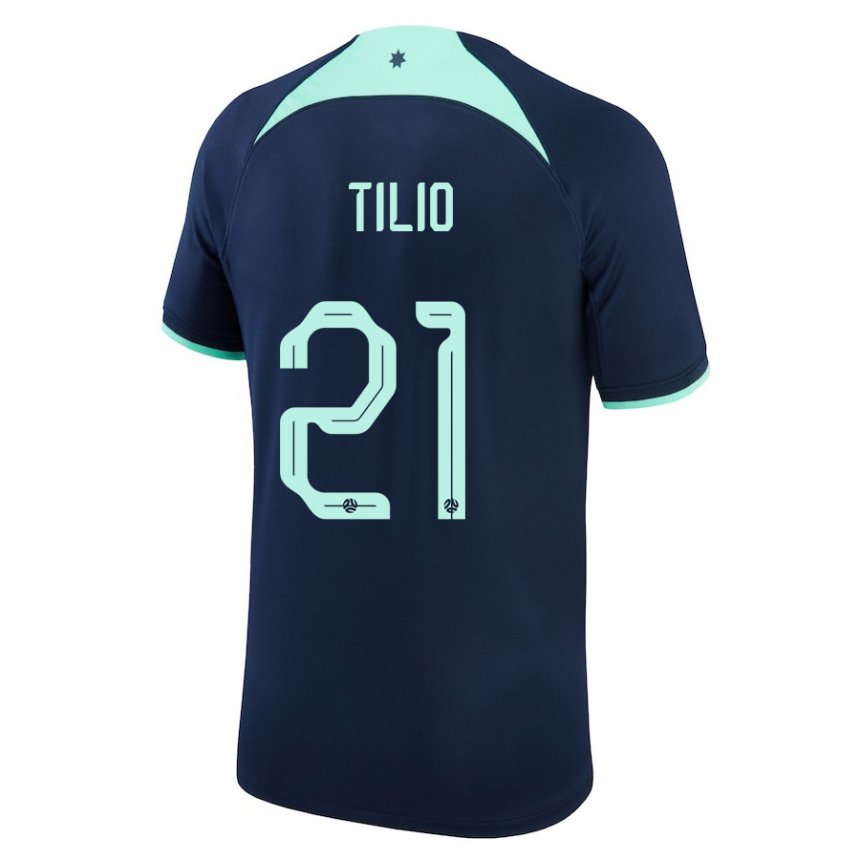 Kinder Australische Marco Tilio #21 Dunkelblau Auswärtstrikot Trikot 22-24 T-shirt Schweiz