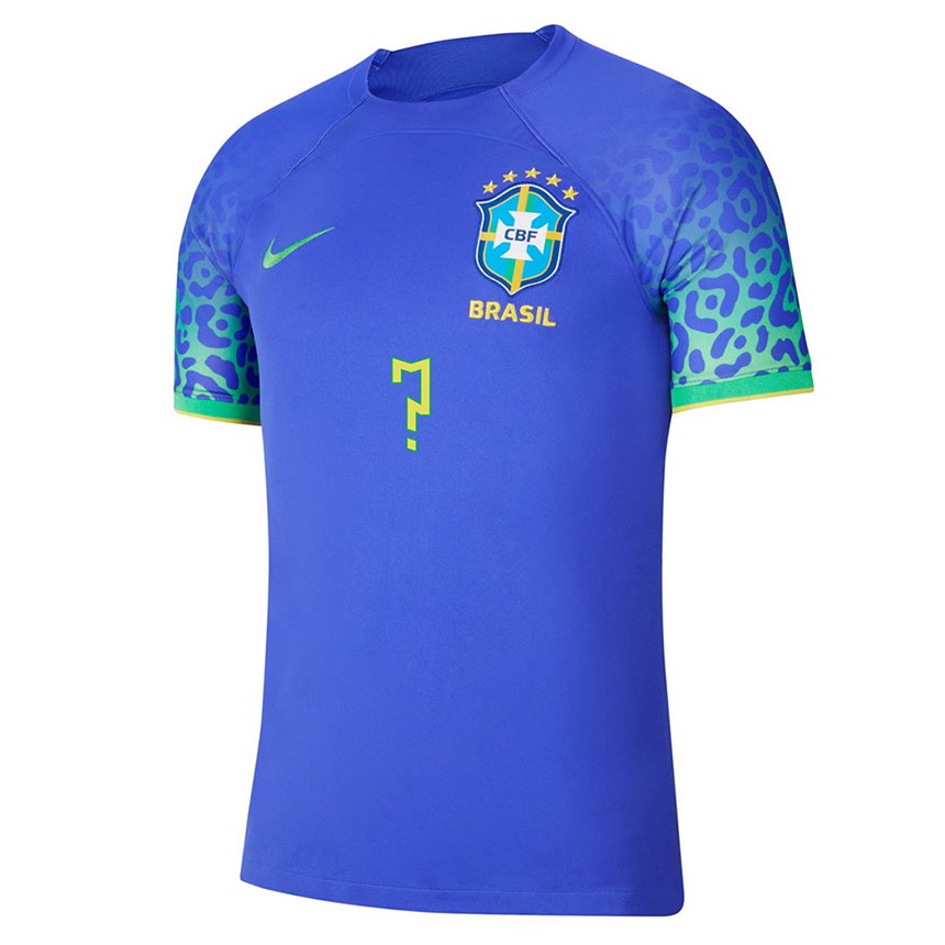 Enfant Maillot Brésil Votre Nom #0 Bleue Tenues Extérieur 22-24 T-shirt Suisse