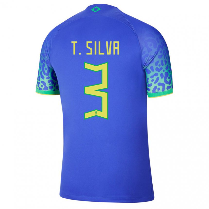 Enfant Maillot Brésil Thiago Silva #3 Bleue Tenues Extérieur 22-24 T-shirt Suisse