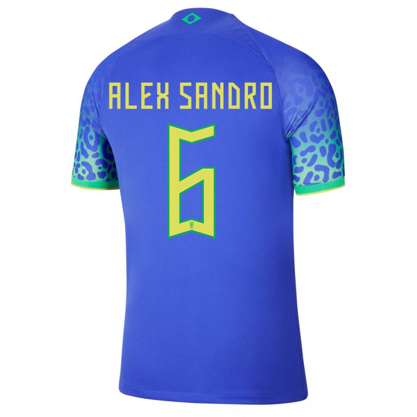 Enfant Maillot Brésil Alex Sandro #6 Bleue Tenues Extérieur 22-24 T-shirt Suisse