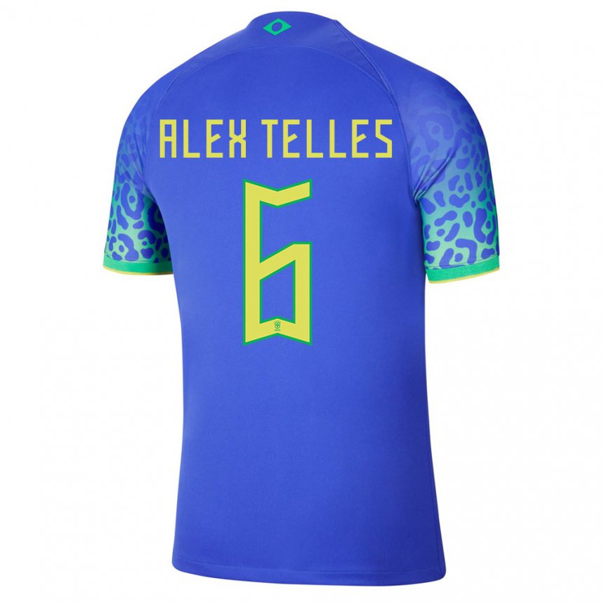 Enfant Maillot Brésil Alex Telles #6 Bleue Tenues Extérieur 22-24 T-shirt Suisse
