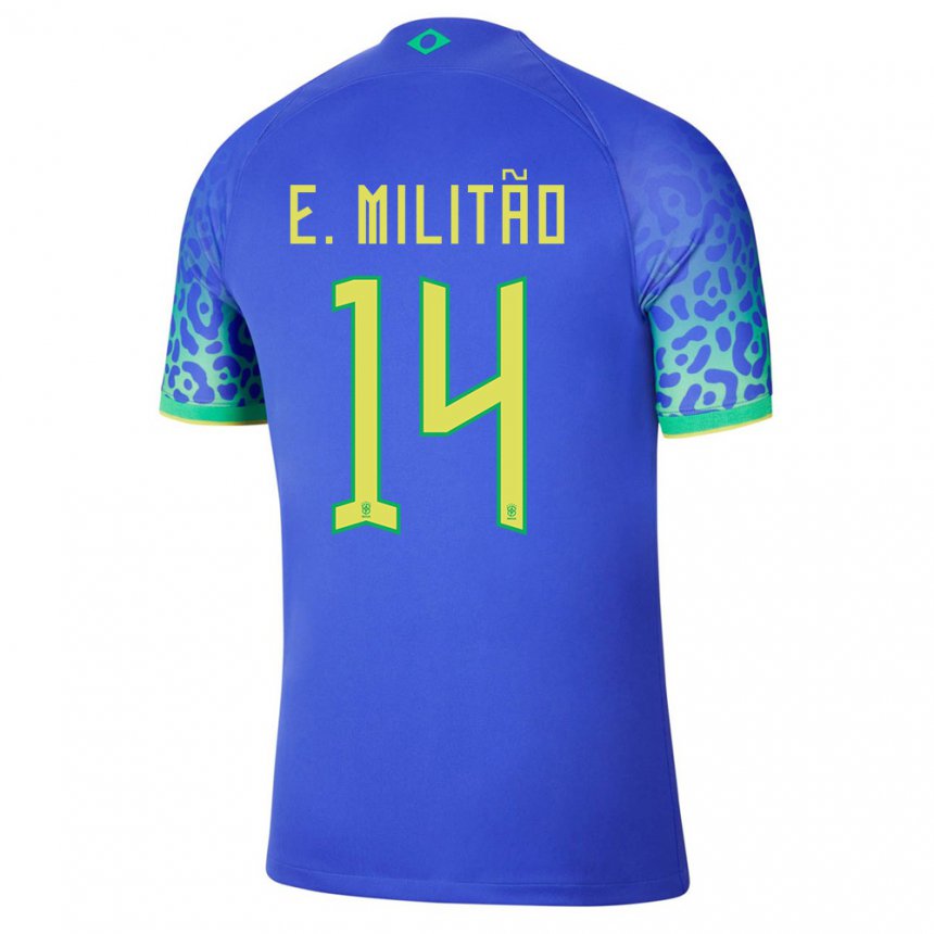 Enfant Maillot Brésil Eder Militao #14 Bleue Tenues Extérieur 22-24 T-shirt Suisse