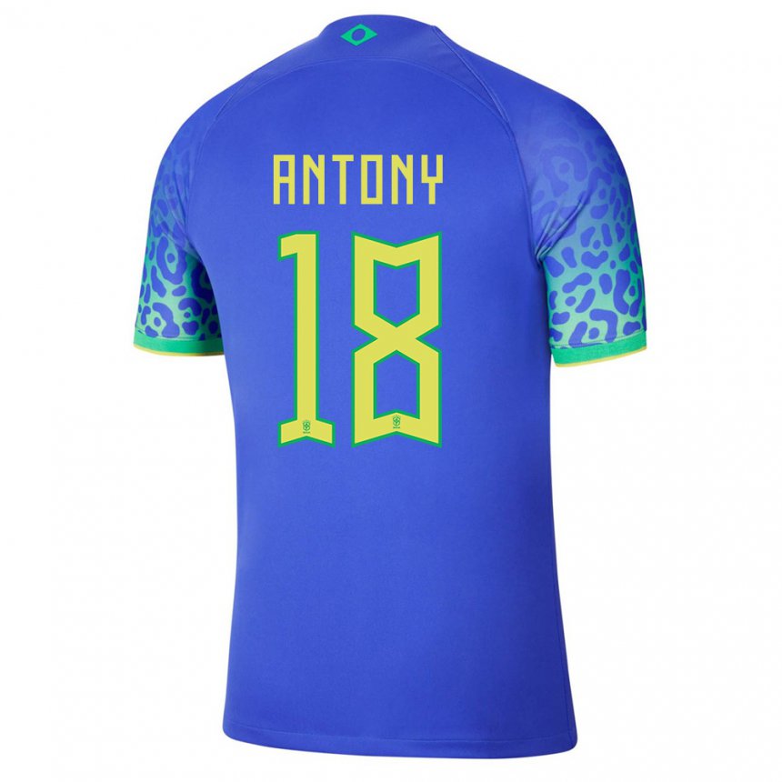 Enfant Maillot Brésil Antony #18 Bleue Tenues Extérieur 22-24 T-shirt Suisse