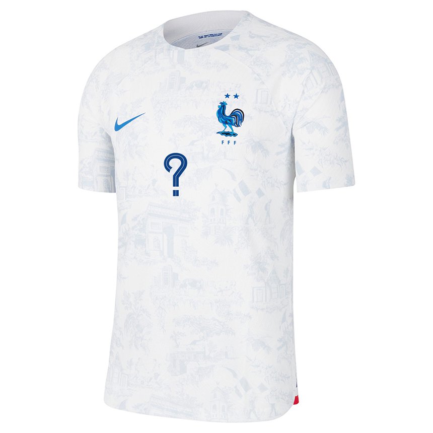 Enfant Maillot France Votre Nom #0 Blanc Bleu Tenues Extérieur 22-24 T-shirt Suisse