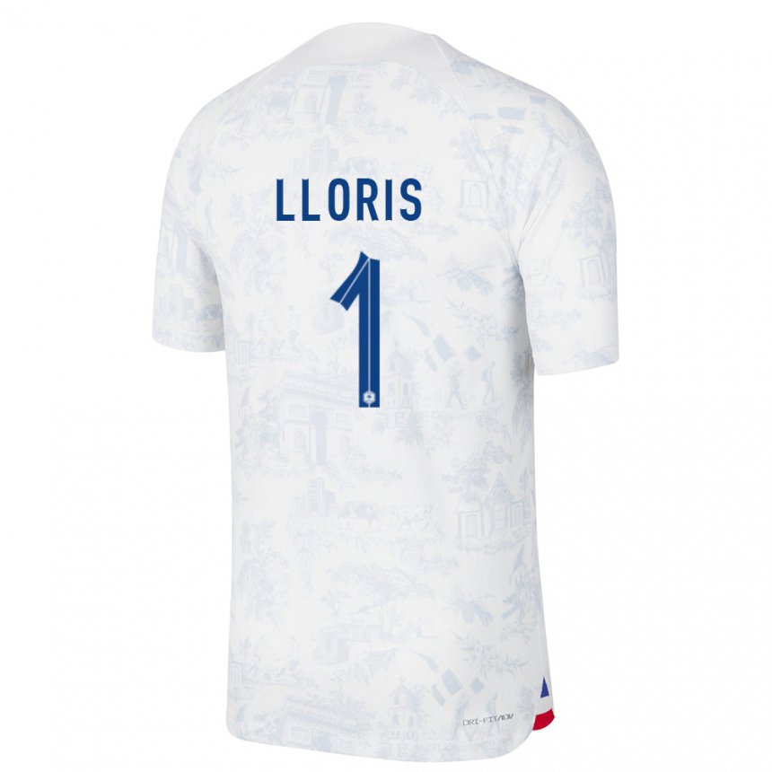 Enfant Maillot France Hugo Lloris #1 Blanc Bleu Tenues Extérieur 22-24 T-shirt Suisse