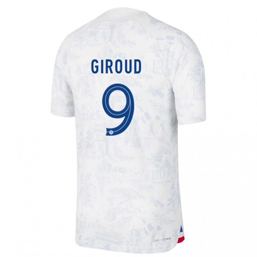 Enfant Maillot France Olivier Giroud #9 Blanc Bleu Tenues Extérieur 22-24 T-shirt Suisse