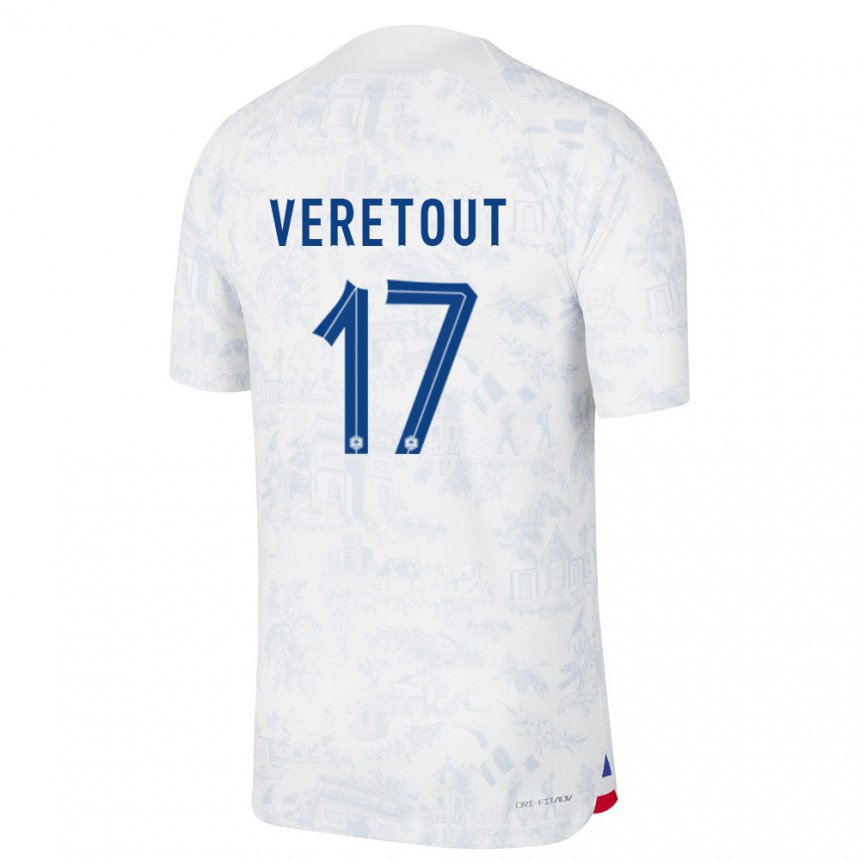 Enfant Maillot France Jordan Veretout #17 Blanc Bleu Tenues Extérieur 22-24 T-shirt Suisse