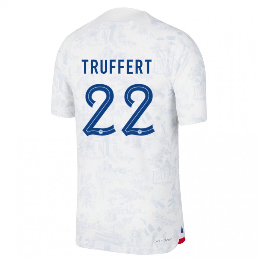 Enfant Maillot France Adrien Truffert #22 Blanc Bleu Tenues Extérieur 22-24 T-shirt Suisse