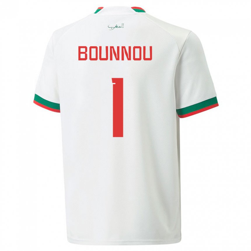 Enfant Maillot Maroc Yassine Bounnou #1 Blanc Tenues Extérieur 22-24 T-shirt Suisse