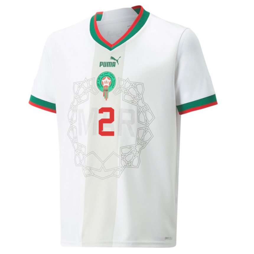 Enfant Maillot Maroc Achraf Hakimi #2 Blanc Tenues Extérieur 22-24 T-shirt Suisse