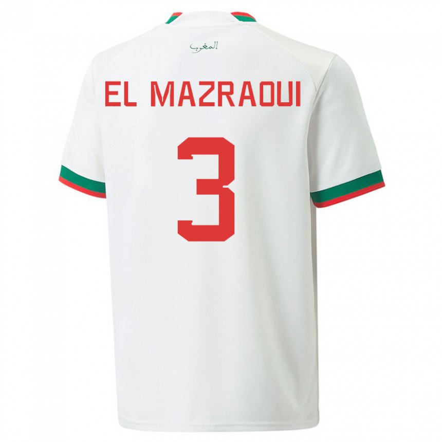 Kinder Marokkanische Noussair El Mazraoui #3 Weiß Auswärtstrikot Trikot 22-24 T-shirt Schweiz