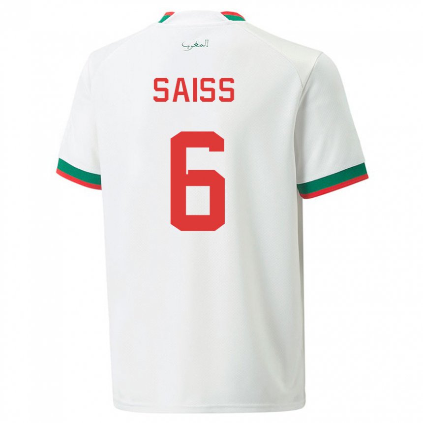 Enfant Maillot Maroc Romain Saiss #6 Blanc Tenues Extérieur 22-24 T-shirt Suisse
