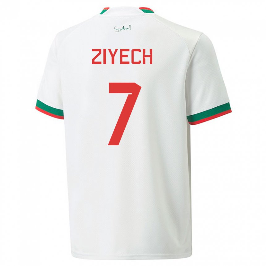 Kinder Marokkanische Hakim Ziyech #7 Weiß Auswärtstrikot Trikot 22-24 T-shirt Schweiz