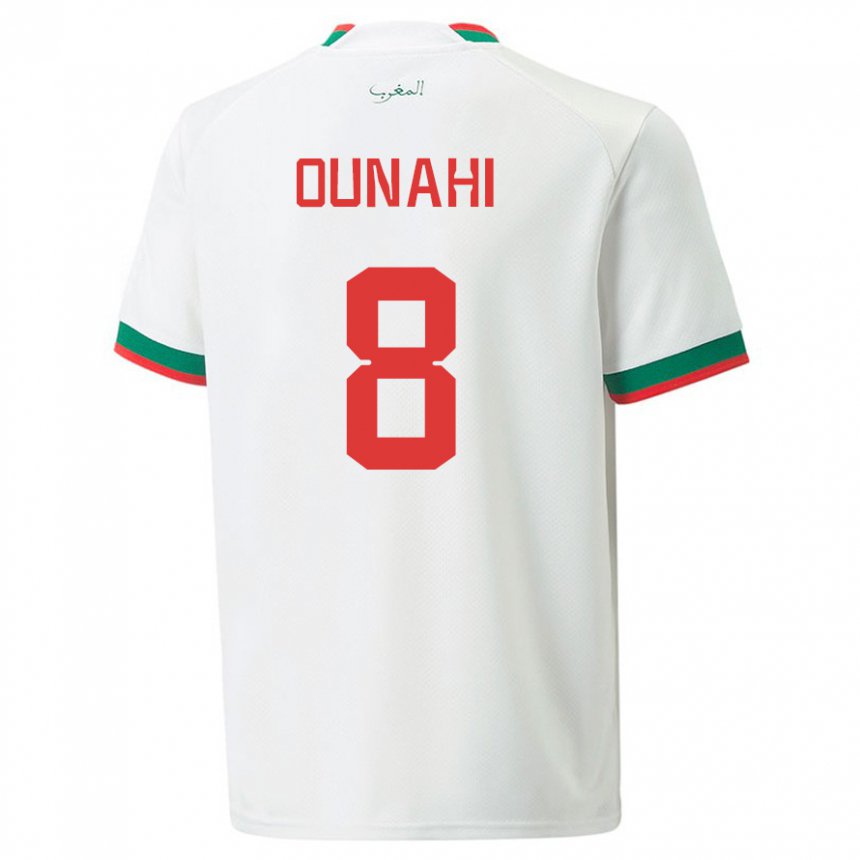 Kinder Marokkanische Azzeddine Ounahi #8 Weiß Auswärtstrikot Trikot 22-24 T-shirt Schweiz