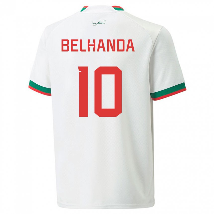 Enfant Maillot Maroc Youness Belhanda #10 Blanc Tenues Extérieur 22-24 T-shirt Suisse