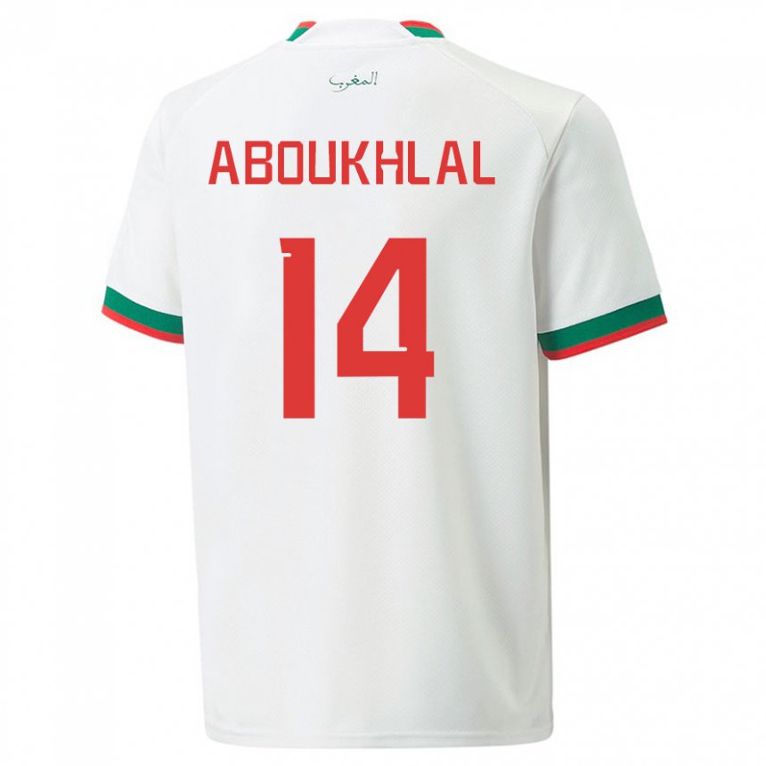 Enfant Maillot Maroc Zakaria Aboukhlal #14 Blanc Tenues Extérieur 22-24 T-shirt Suisse